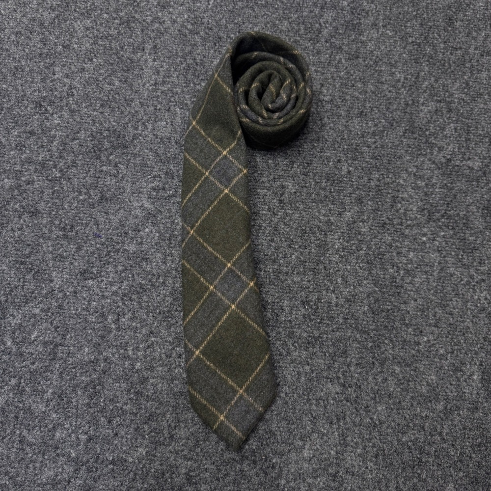 The Quiet Man Collection Necktie Men OS Green Plaid Woolen Classic Dark Academia